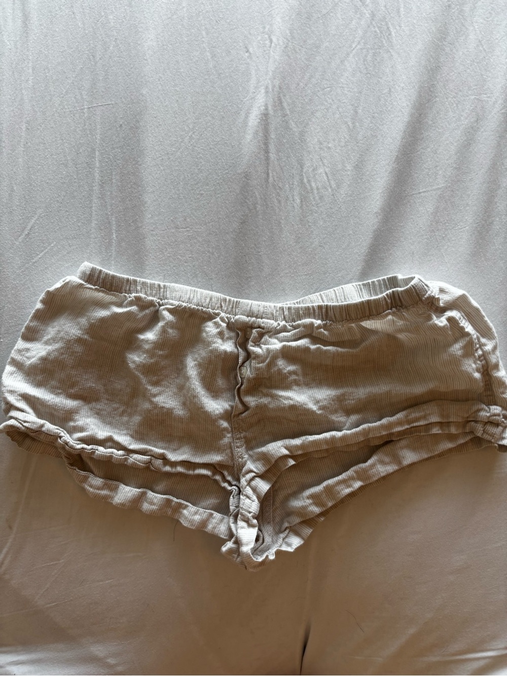 TNA Ribbed Lounge Shorts in Light Cream linen
